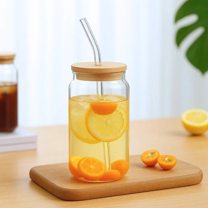 Vaso Liso con Sorbete Tapa Bambu - Cod: Sbk-jgcp11