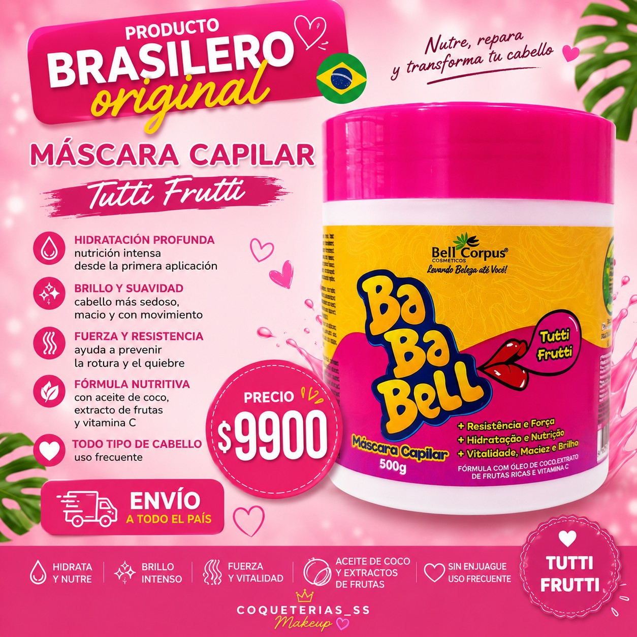Mascarilla Capilar Bababell Producto Brasilero Original - Imagen 1