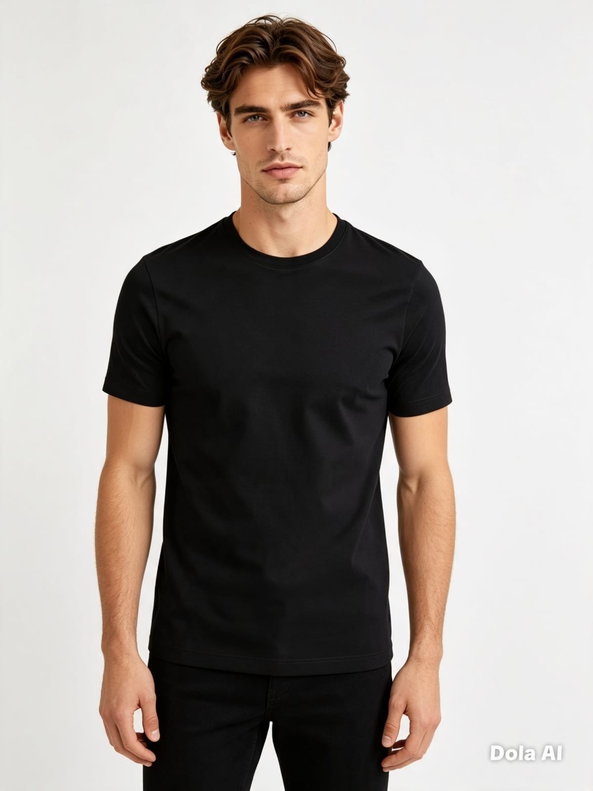 Remera Lisa Negra Algodon Peinado - Imagen 1