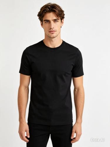 Remera Lisa Negra Algodon Peinado