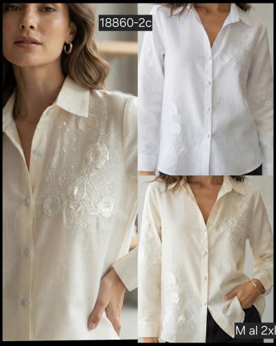 Camisa Manga Larga Bordado con Detalles en Lentejuelas. 18860