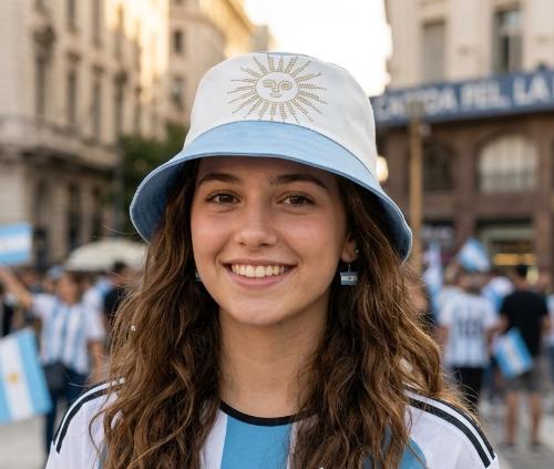 Piluso Argentina de Gabardina C/ Strass Juvenil, Mundial