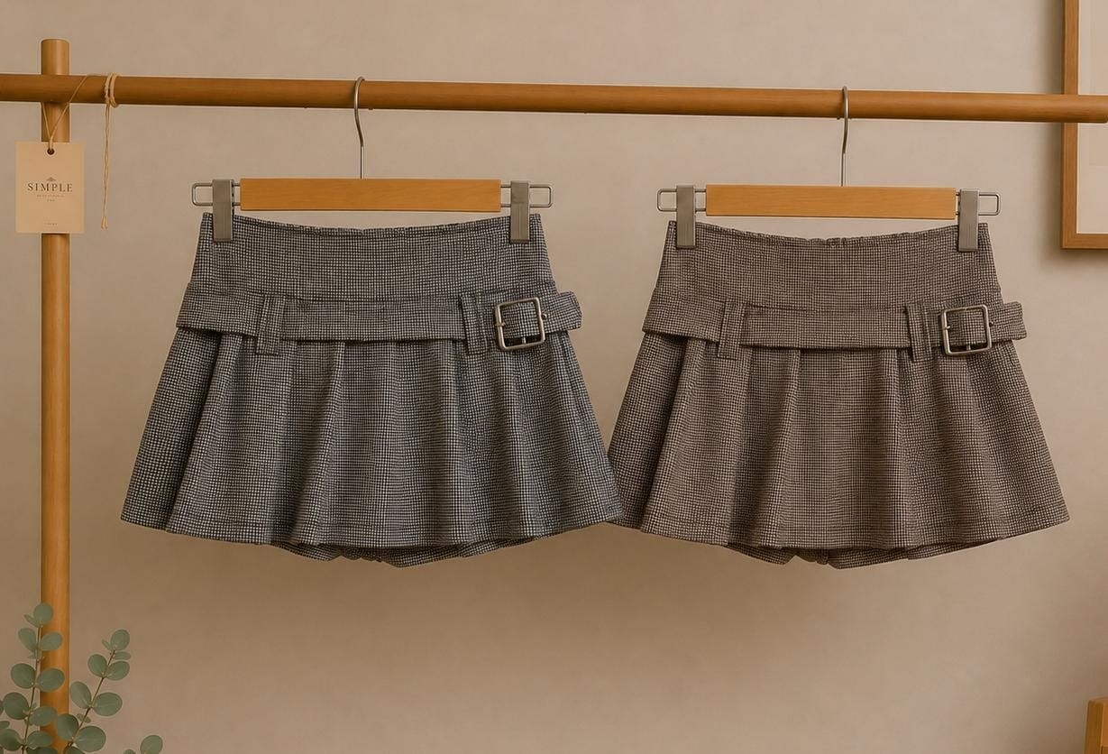 Shorts Pollera Volado Hebilla Paño - Imagen 1