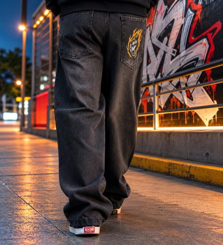 Baggy Rec.matizado Foc. con Bigotes y Bordado