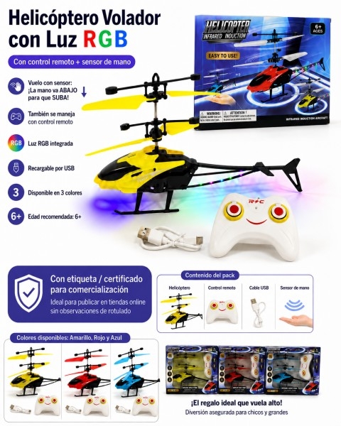 Helicoptero Volador C/ Luz Sensor - Imagen 5