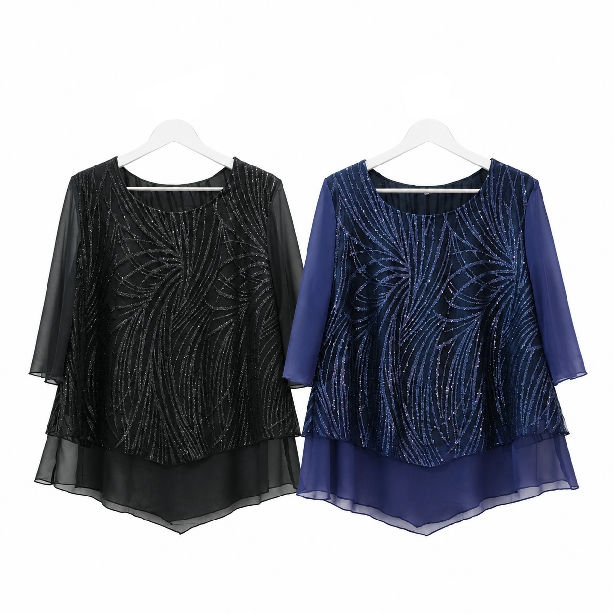 Blusa Superpuesto de Gasa con Tul Brillo - Imagen 2