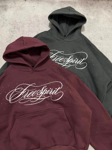 Hoodie Boxy Fit con Strass