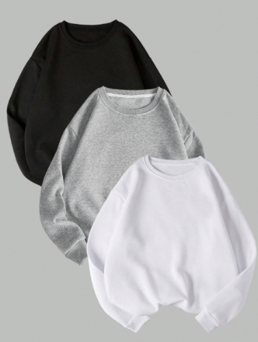 Buzo Holgado de Cuello Redondo de Unicolor para Hombres y Mujeres
