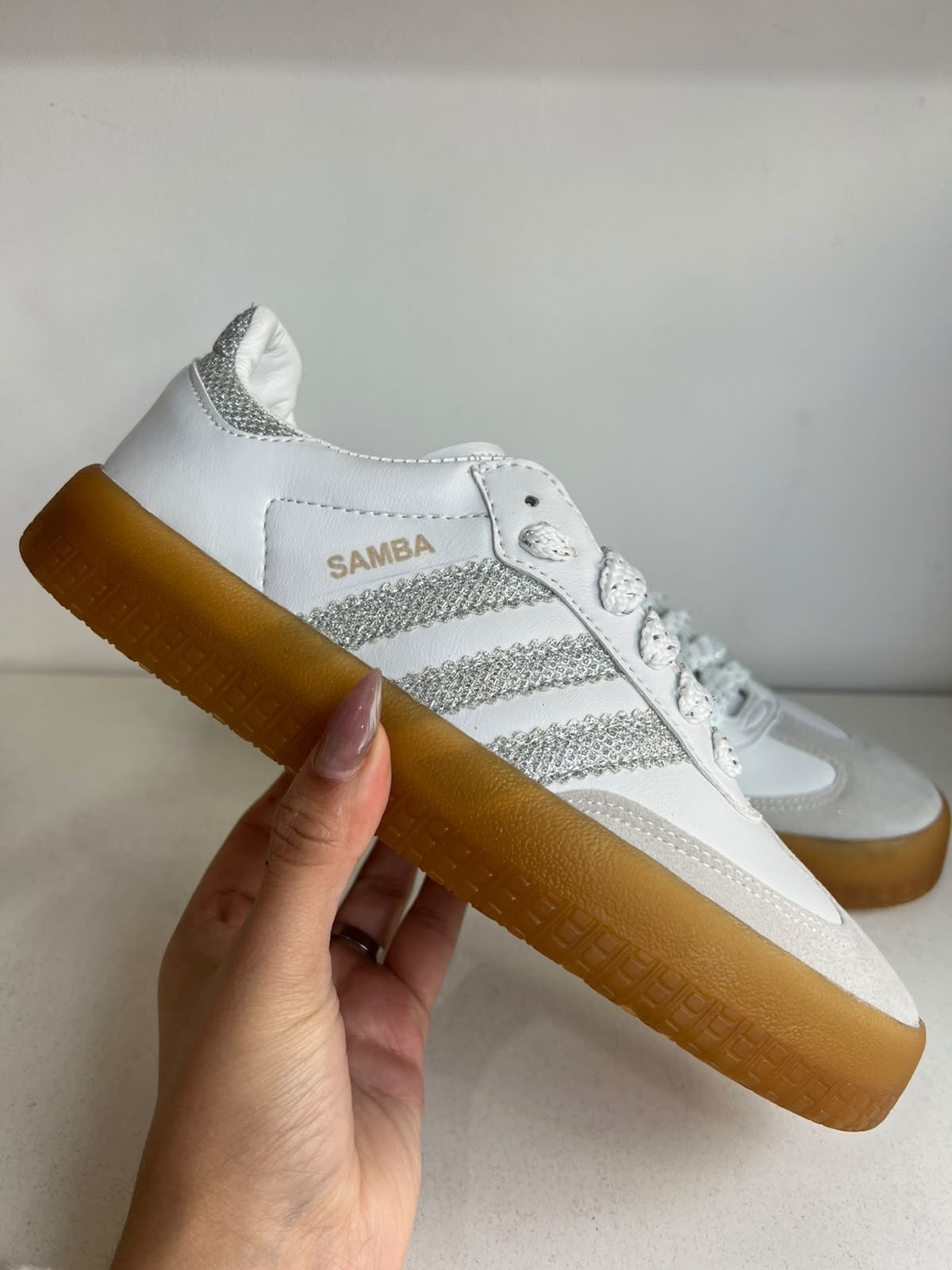 Zapatillas Nacional Samba Blanco Glitter Plataforma - Imagen 2