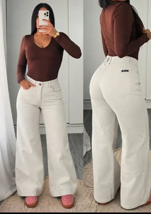 Wide Leg Ceniza Elastizado