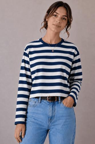 Remera Rayada Jersey Algodón Premium Apta Dtf
