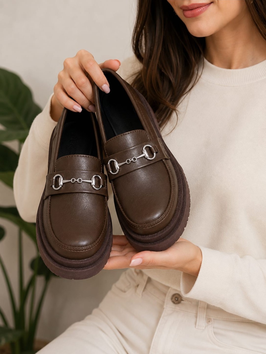 Mocasín Clásico Mujer Choco (art. Nasly) - Imagen 1