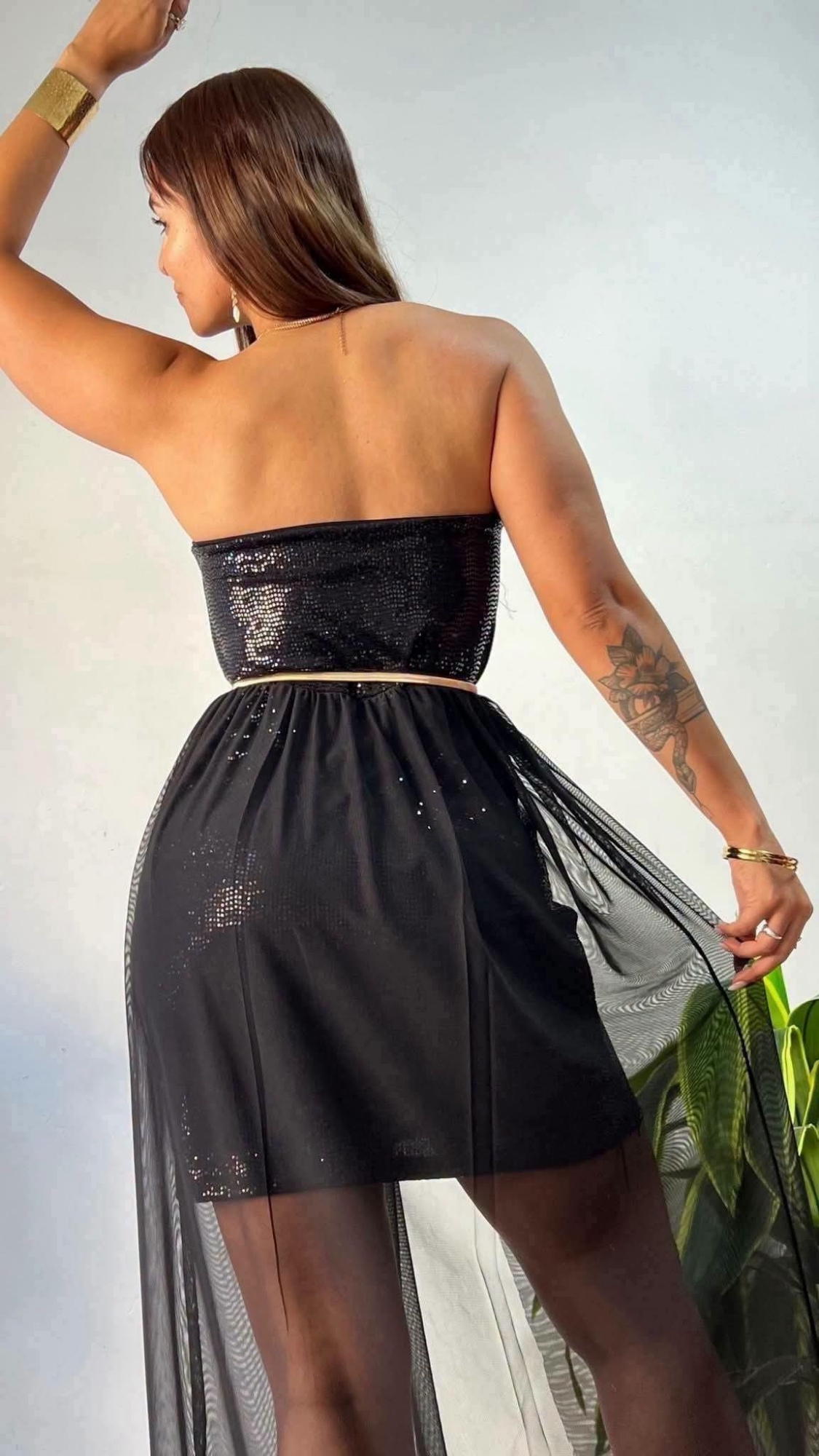 Vestido Strapless con Lentejuela - Imagen 3
