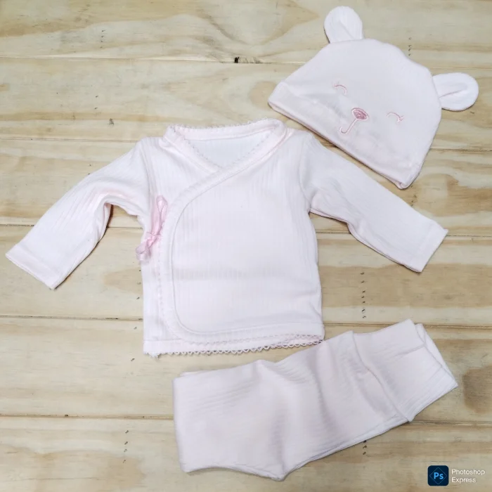 Ajuar Batita, Ranita Anti Cólicos y Gorrito Algodón Canelé