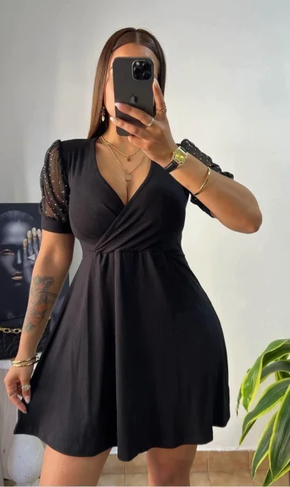 Vestido Cruzado Modal Piedras