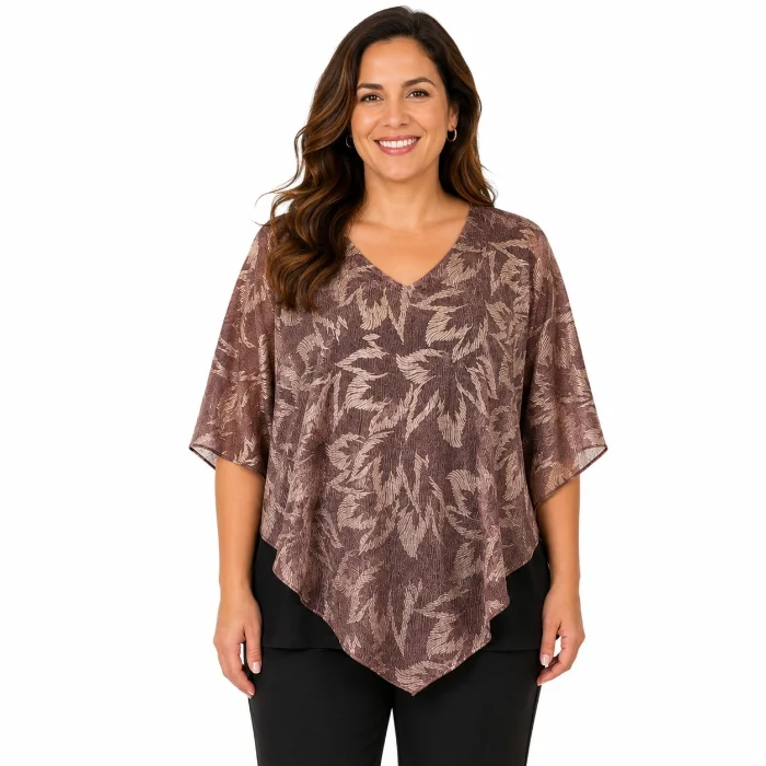 Blusa de Poli Plisada Brillo con Musculosa de Viscosa