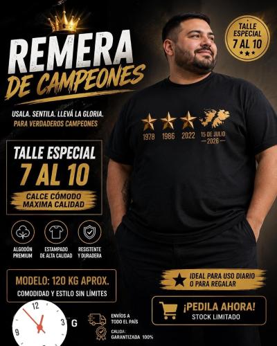Remeras Argentina Talle Especial