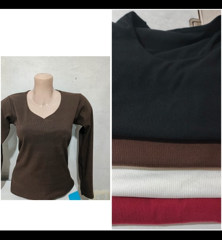 Camisetas Básicas , Cuello V, . Polera , Cuello Redondo y con Botones - Imagen 2