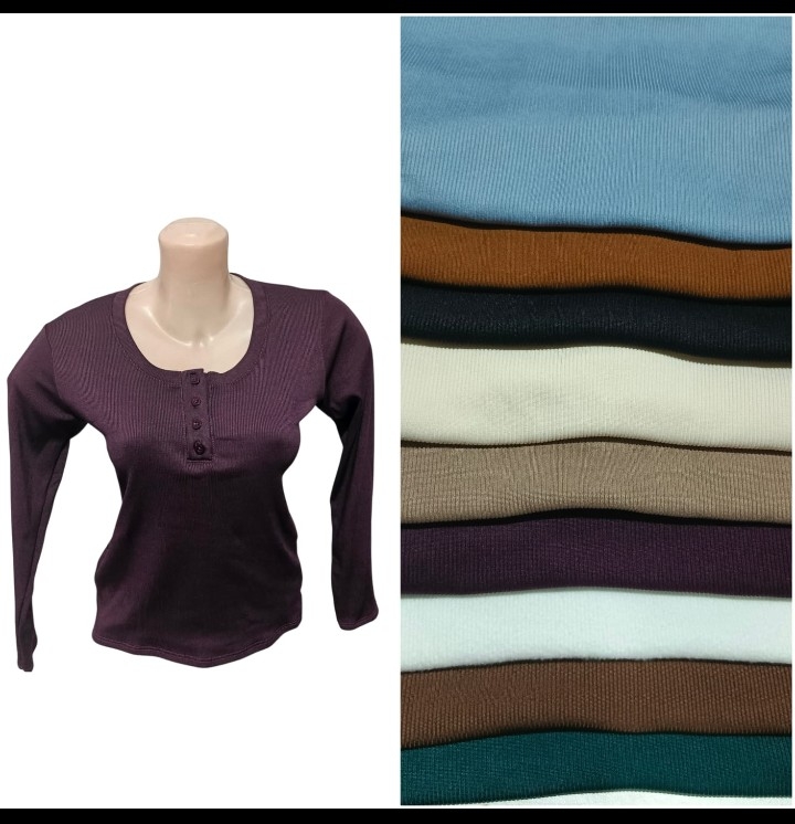 Camisetas Básicas , Cuello V, . Polera , Cuello Redondo y con Botones - Imagen 3