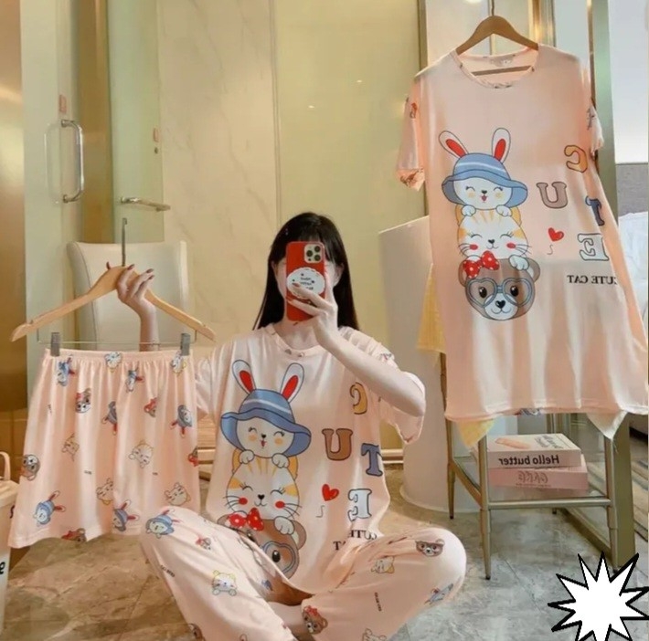 Conjunto Pijama 4 en 1 Importadas Primavera Verano - Imagen 2