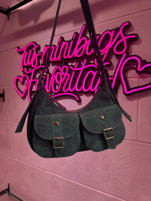 Cartera Mini Bag Baguette Jeans Azul Cuero Pu