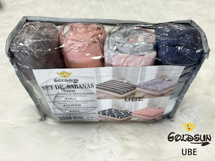 Pack X 4 Unidades 
sábanas Ajustables Estampadas
marca Goldsun 
tamaño Full