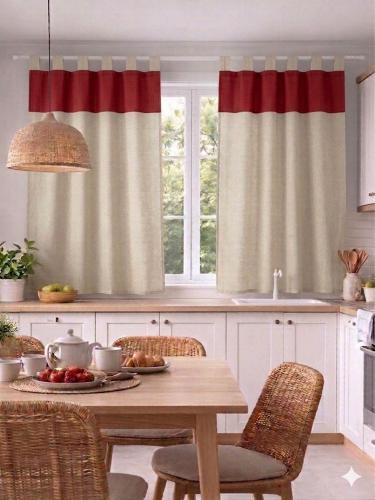 Cortinas Natural con Faldon Liso
modelo Cortas
mide 2 Mts de Ancho X 1,20 Mts de Larg