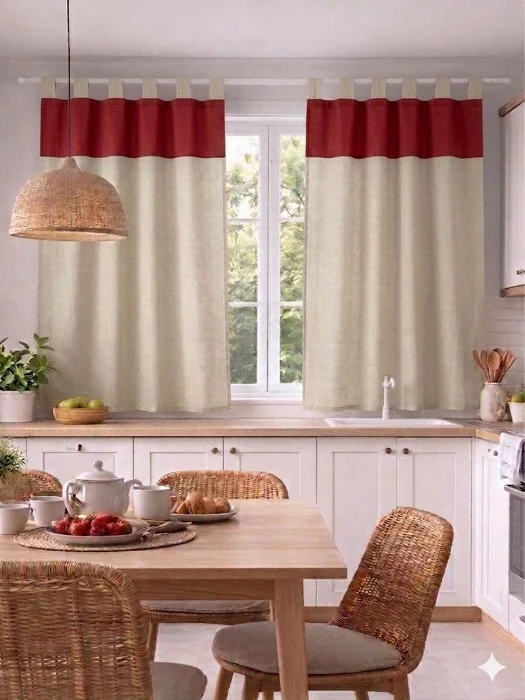 Cortinas Natural con Faldon Liso
modelo Cortas
mide 2 Mts de Ancho X 1,20 Mts de Larg