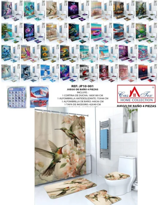 Set X 4 Piezas de Baño 
marca Casatex
trae 3 Alfombras y 1 Cortina
