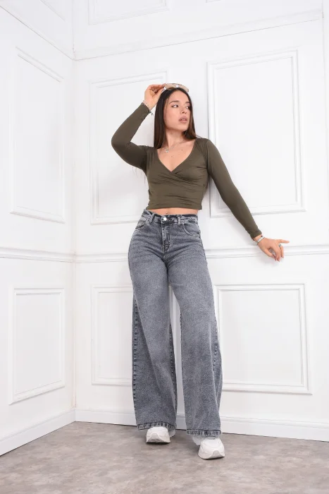 Wide Leg Palazo Gris