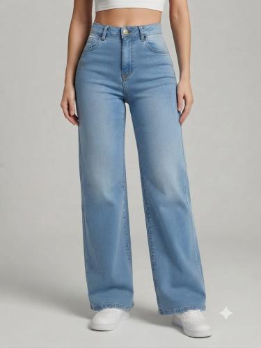 Wide Leg Elastizado Celeste Dama