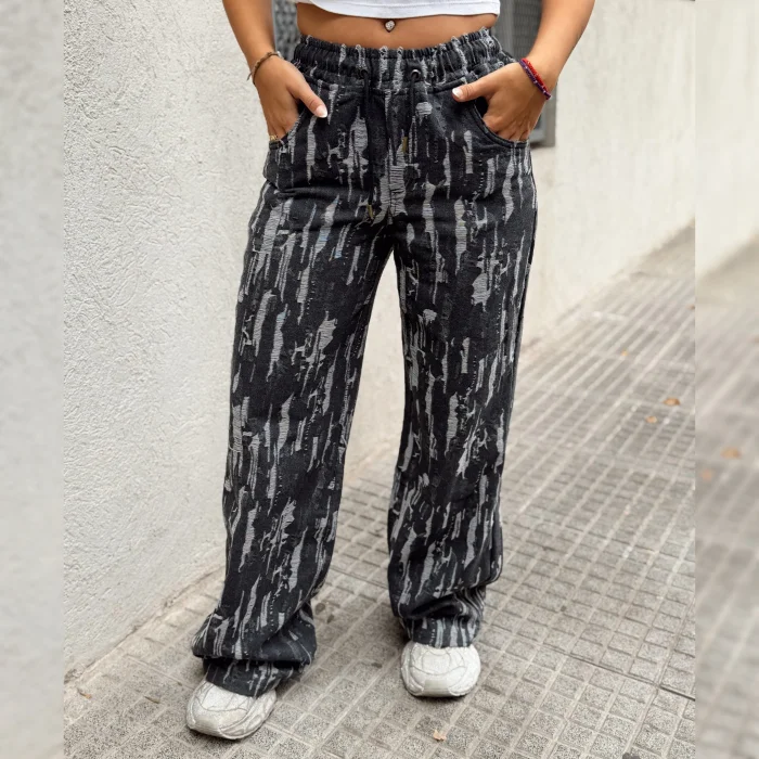 Wide Leg C/elástico en Jean Jaquard