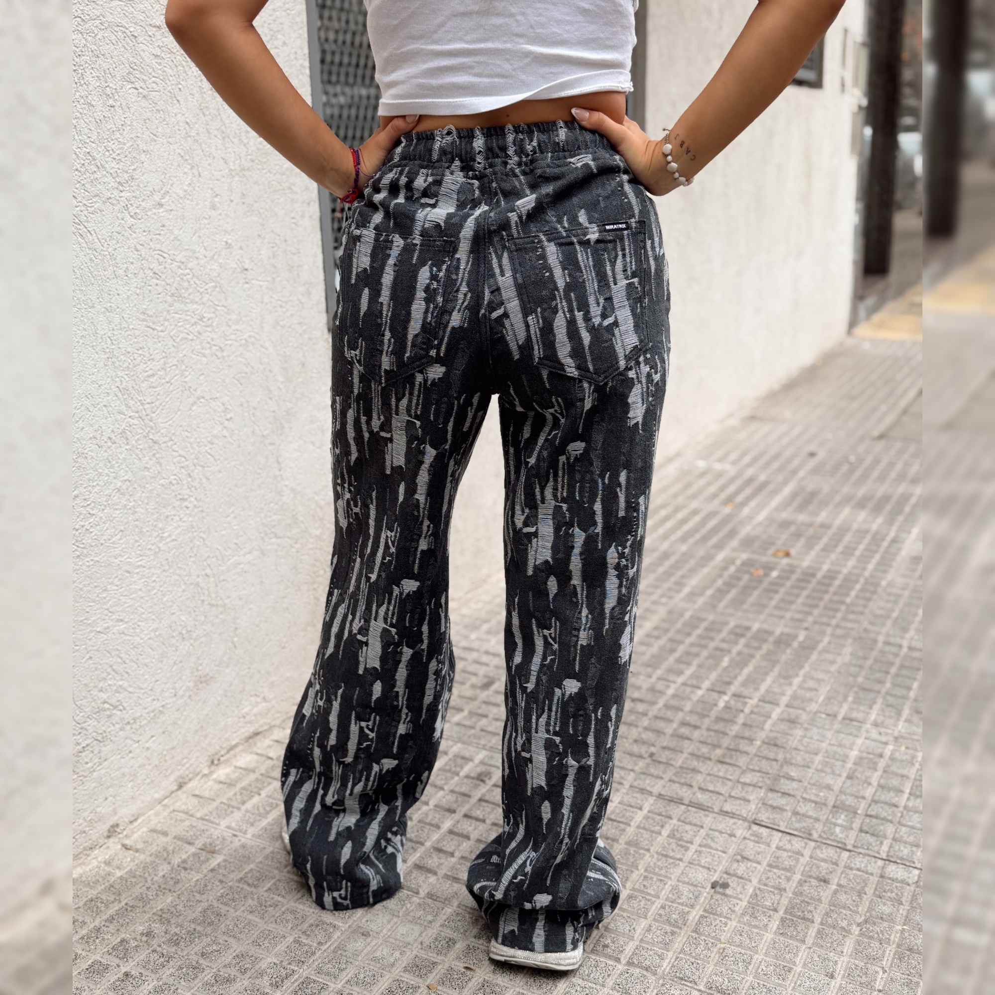 Wide Leg C/elástico en Jean Jaquard - Imagen 2