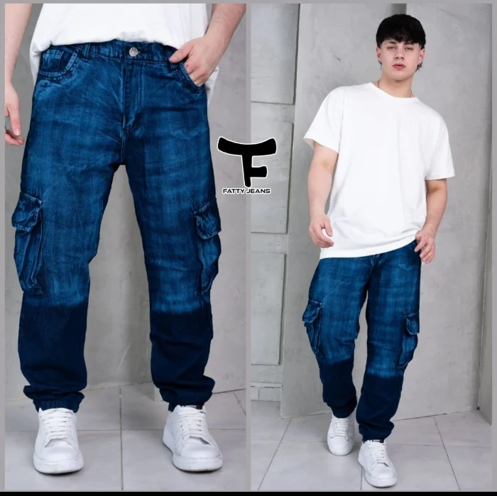 Mom Cargo Azul Trapeado Hombre