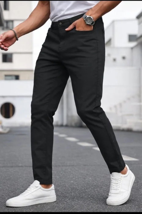 Corte Chino Negro Pantalón de Hombre