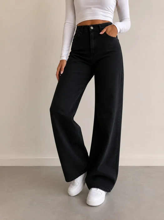 Wide Leg Negro Elastizado