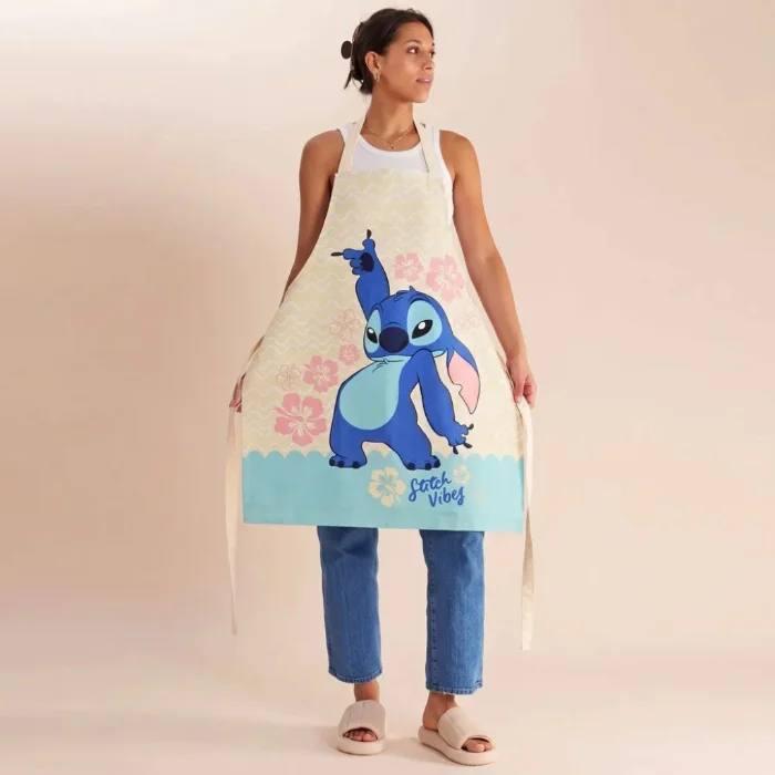 Delantal Stitch Disco Disney 100% Algodón Ajustable Licencia Oficial
