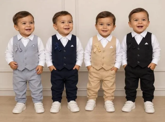 Conjunto Fiesta Bautismo Nene (chaleco, Camisa, Pantalon y Mono)