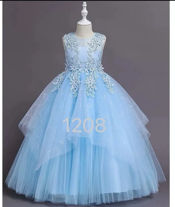 Vestido 1208 Celeste Largo y Importado