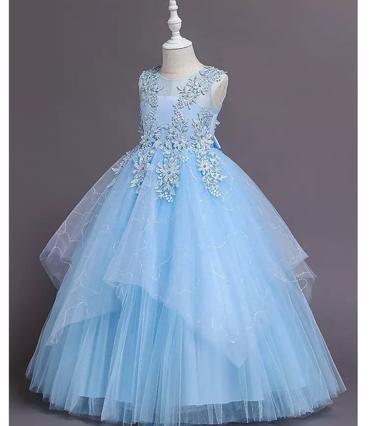 Vestido 1208 Celeste Largo y Importado - Imagen 2