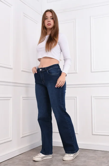 Wide Leg Azul Elastizado