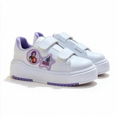 Zapatillas Velcro Blancas Lila Nena Abrojo Plataforma Niña Guerreras Kpop Huntrix