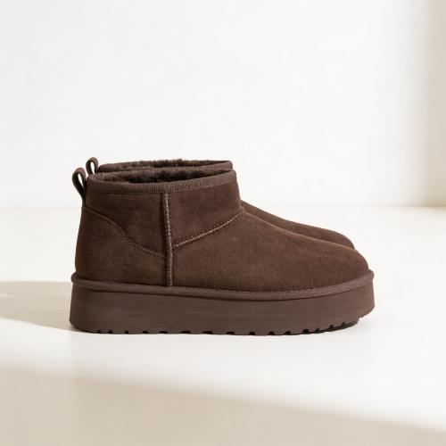Borcegos Cortos Forrados Corderito Plataforma Mujer Invierno Pantubotas Importadas
