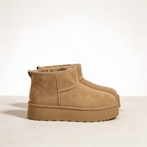 Borcegos Cortos Forrados Corderito Plataforma Mujer Invierno Pantubotas Importadas