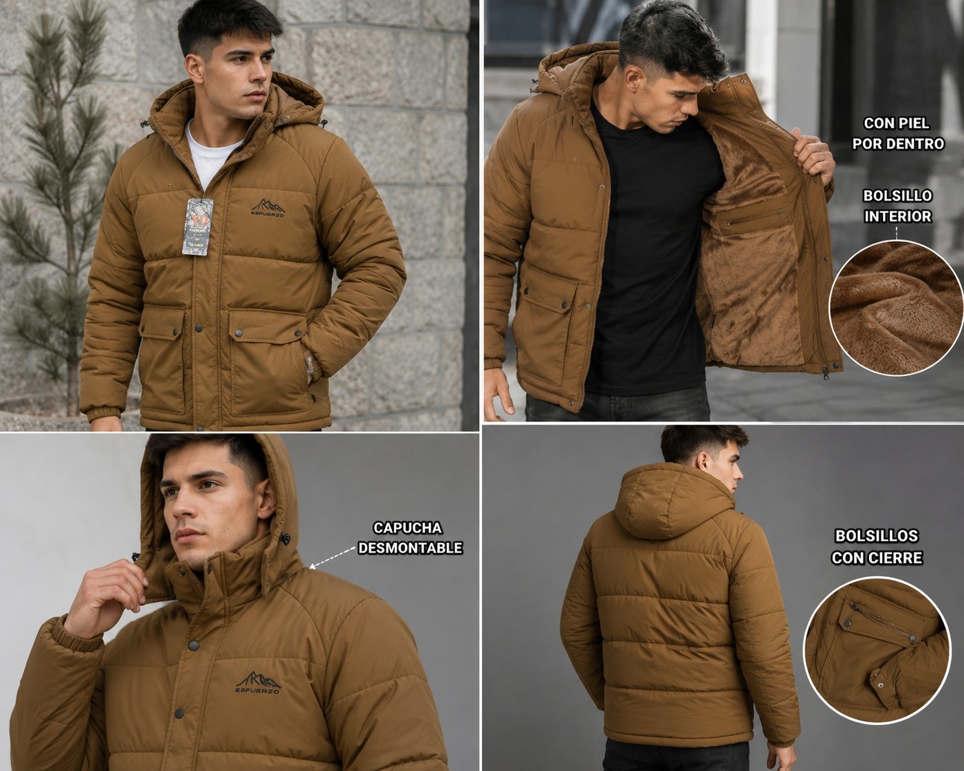 Campera con Piel Marca Yd - Imagen 2