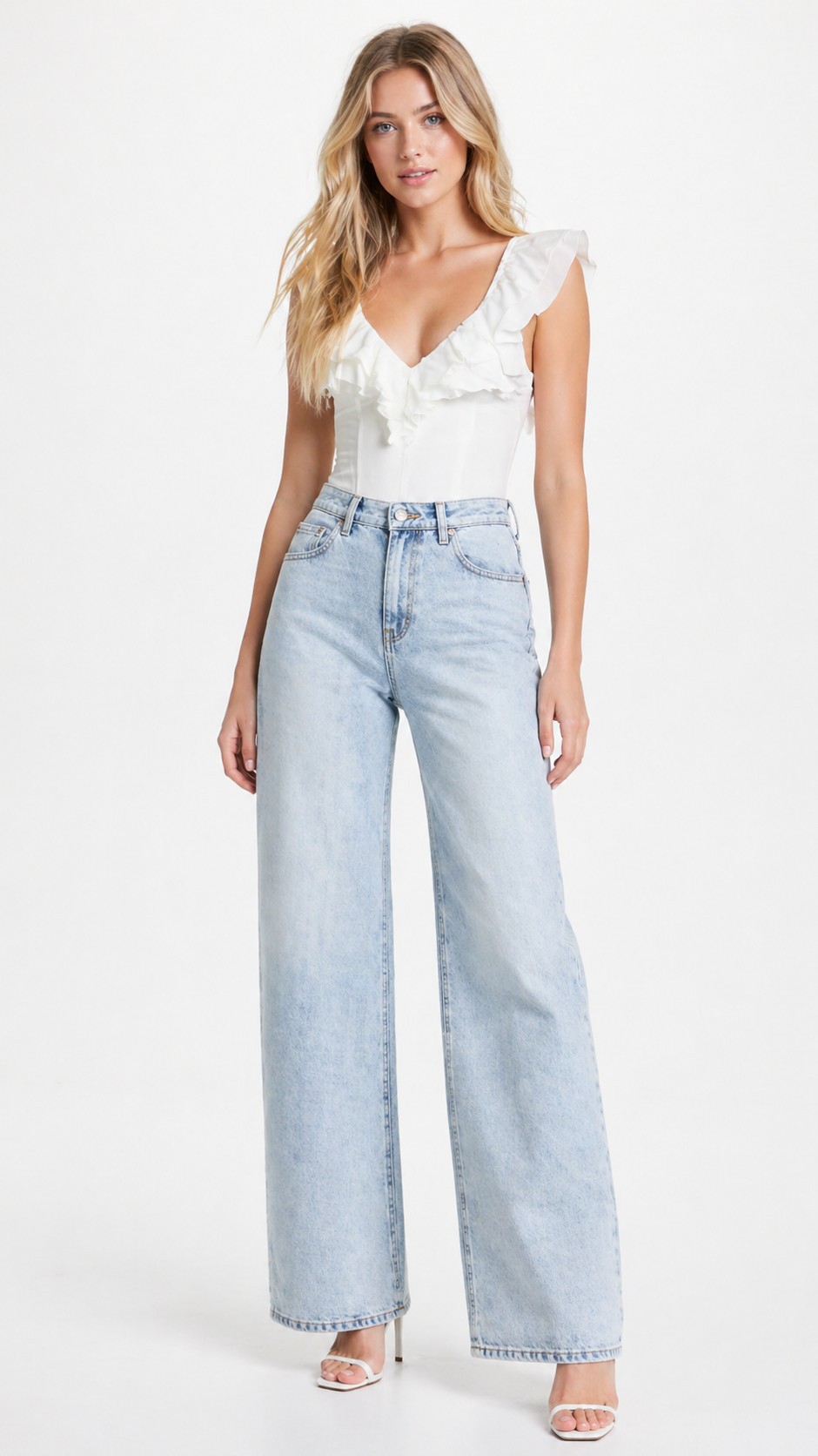 Jean Wide Leg Chocolate Dama Pantalón Ancho Denim Mujer Marrón Mayoristas Hotsale - Imagen 5