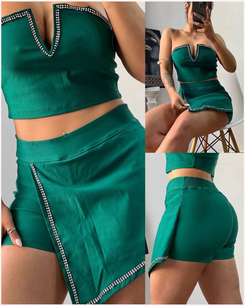 Conjunto Top y Shorts Pollera con Brillo - Imagen 4