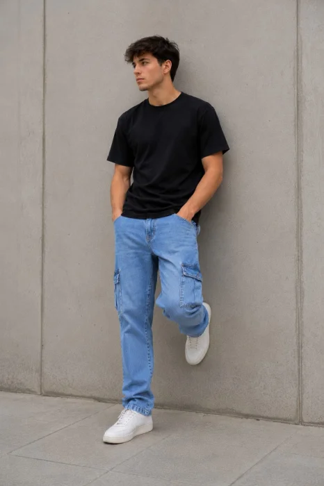 Jeans Cargo Celeste
