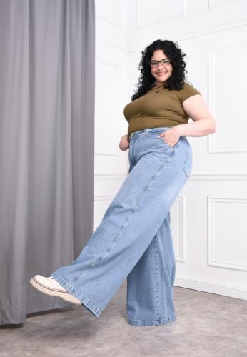 Palazo Jeans con Bigote Rígido