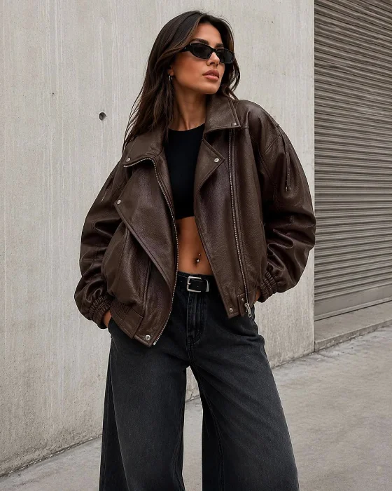 Chaqueta Ecocuero Oversize